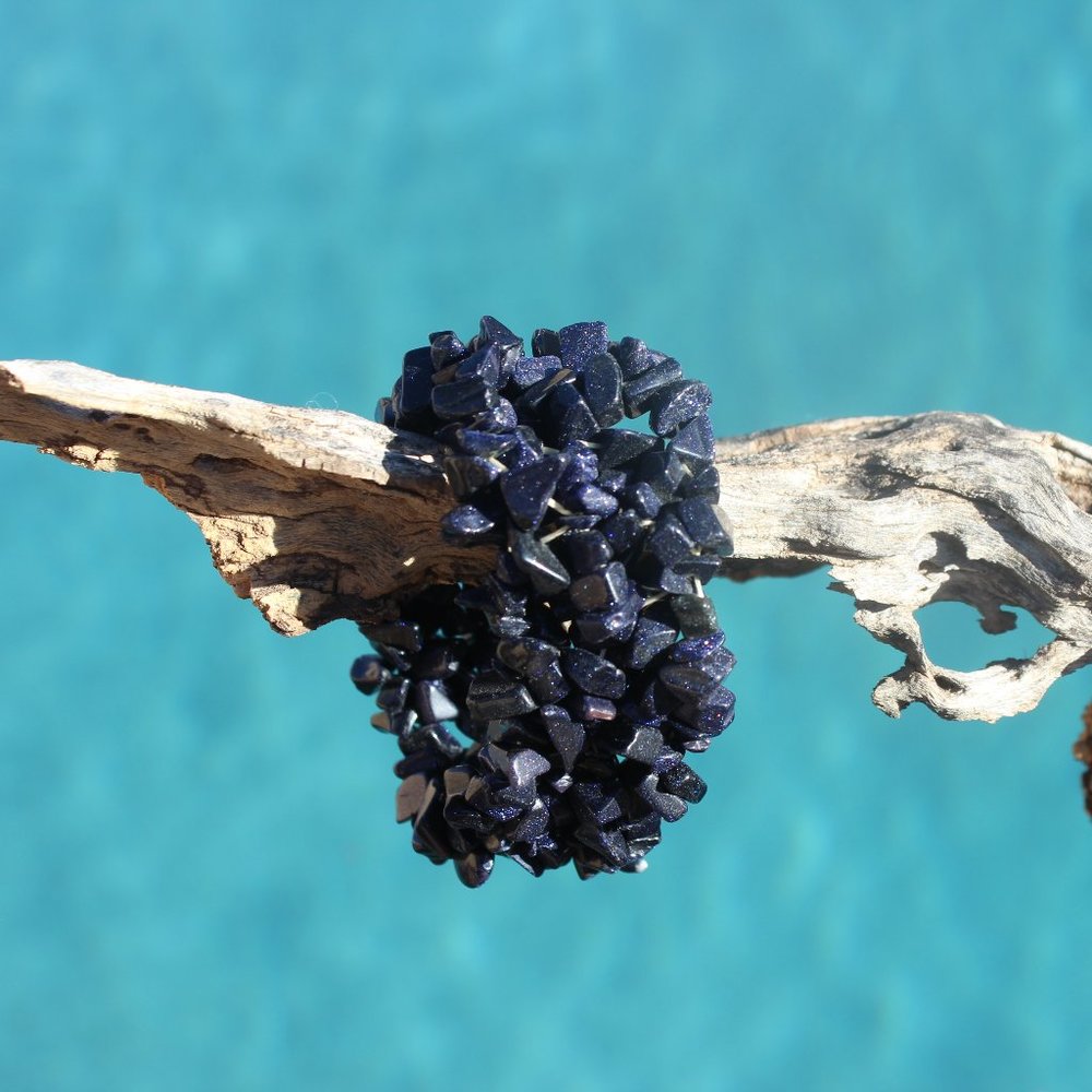 The Cleopatra Collection/ Blue Gold Stone  Stretchy Bracelets